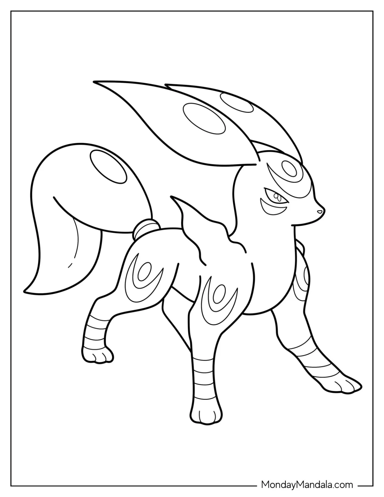 Simple Outline Of Umbreon Coloring Page Mega Evolution coloring page — printable line art
