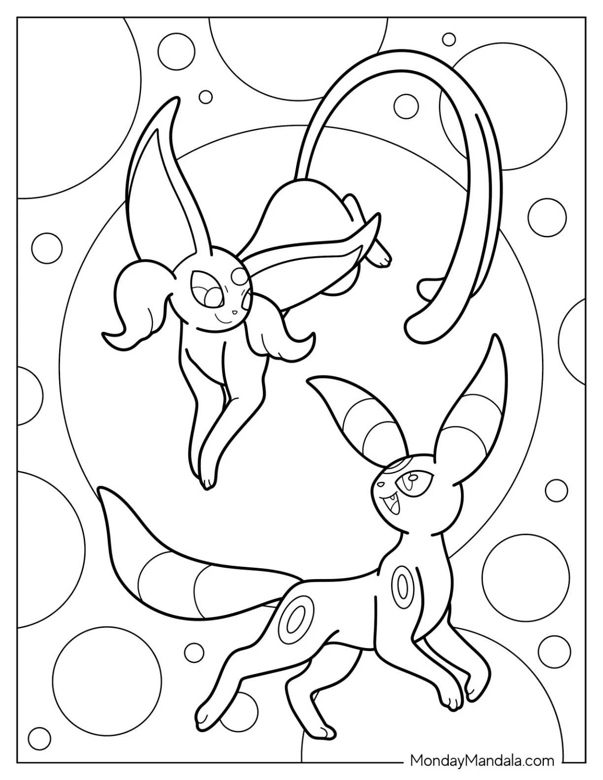 Umbreon Coloring Page Playing With Sylveon coloring page