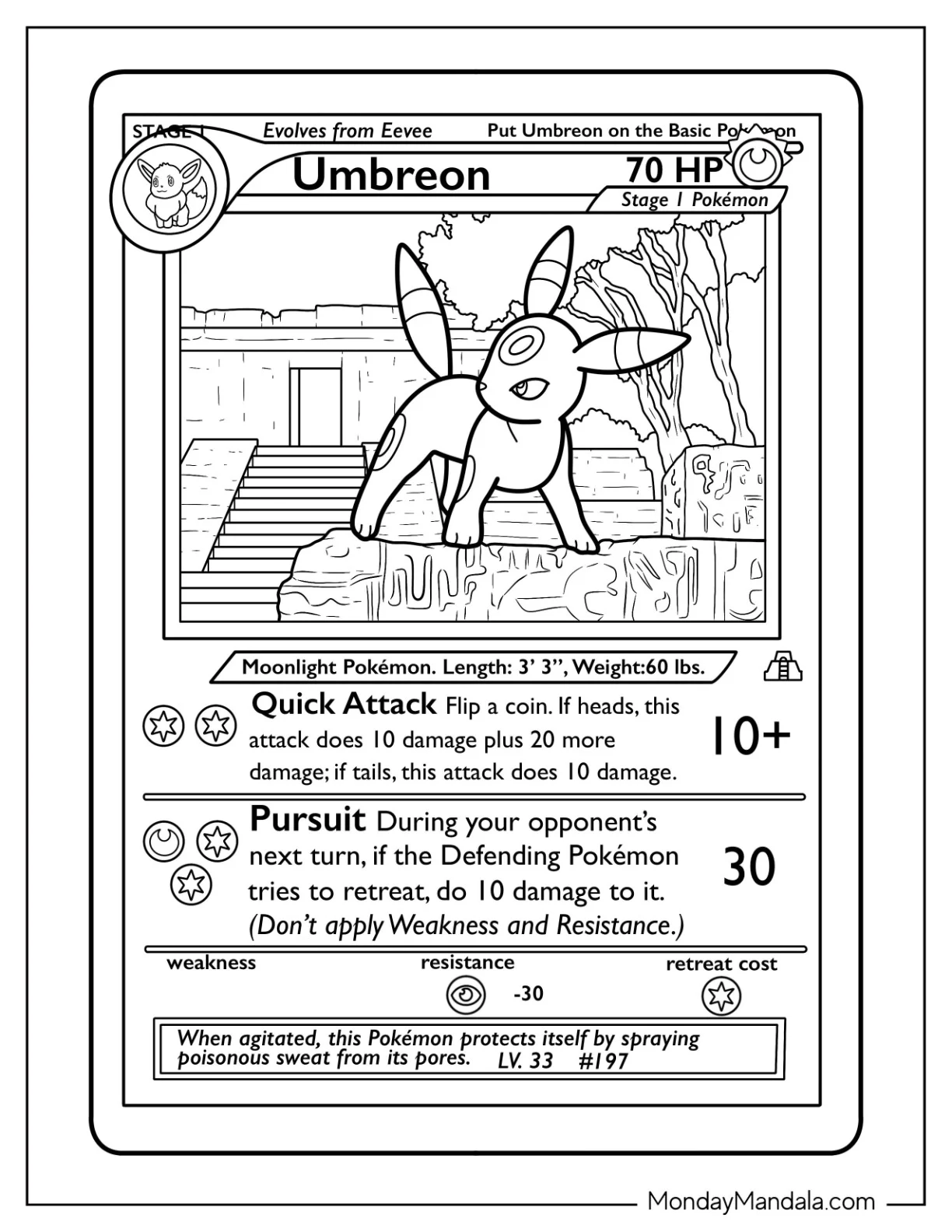Umbreon Coloring Page Pursuit Pokemon Card coloring page