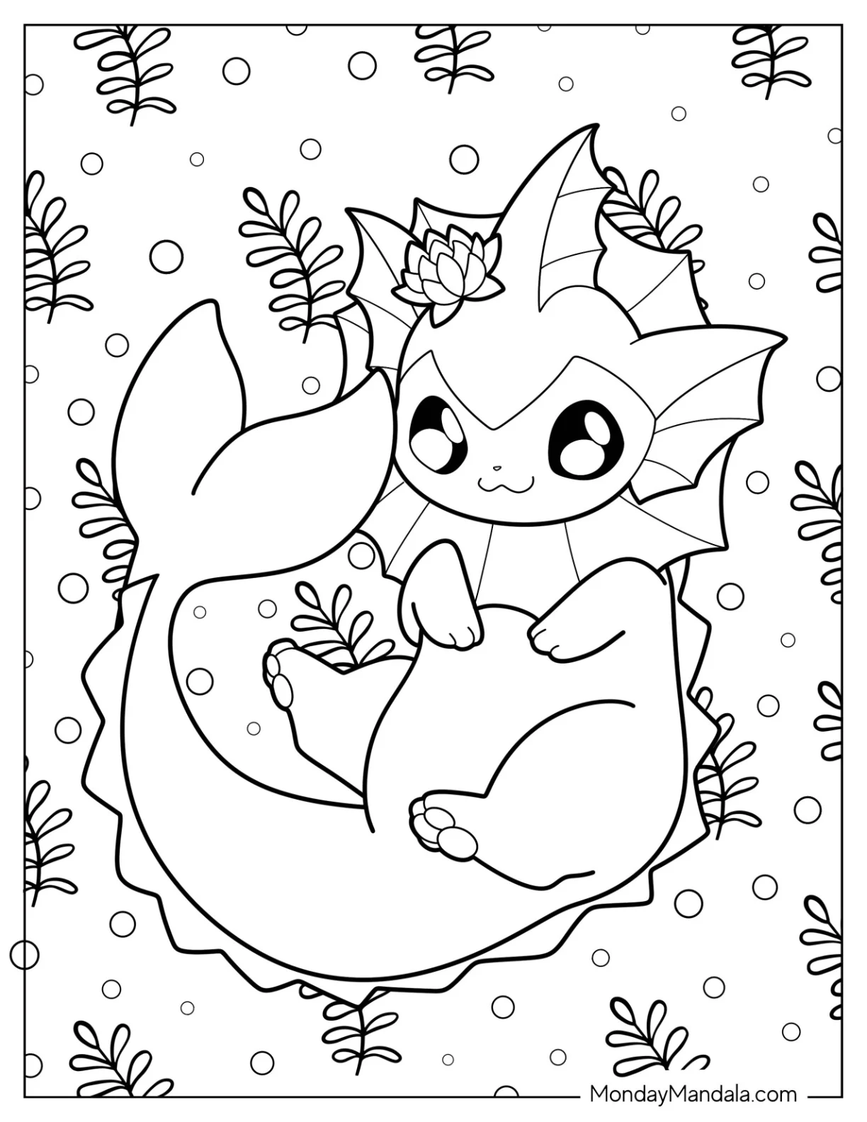 Kawaii Vaporeon Coloring Page For Kids coloring page