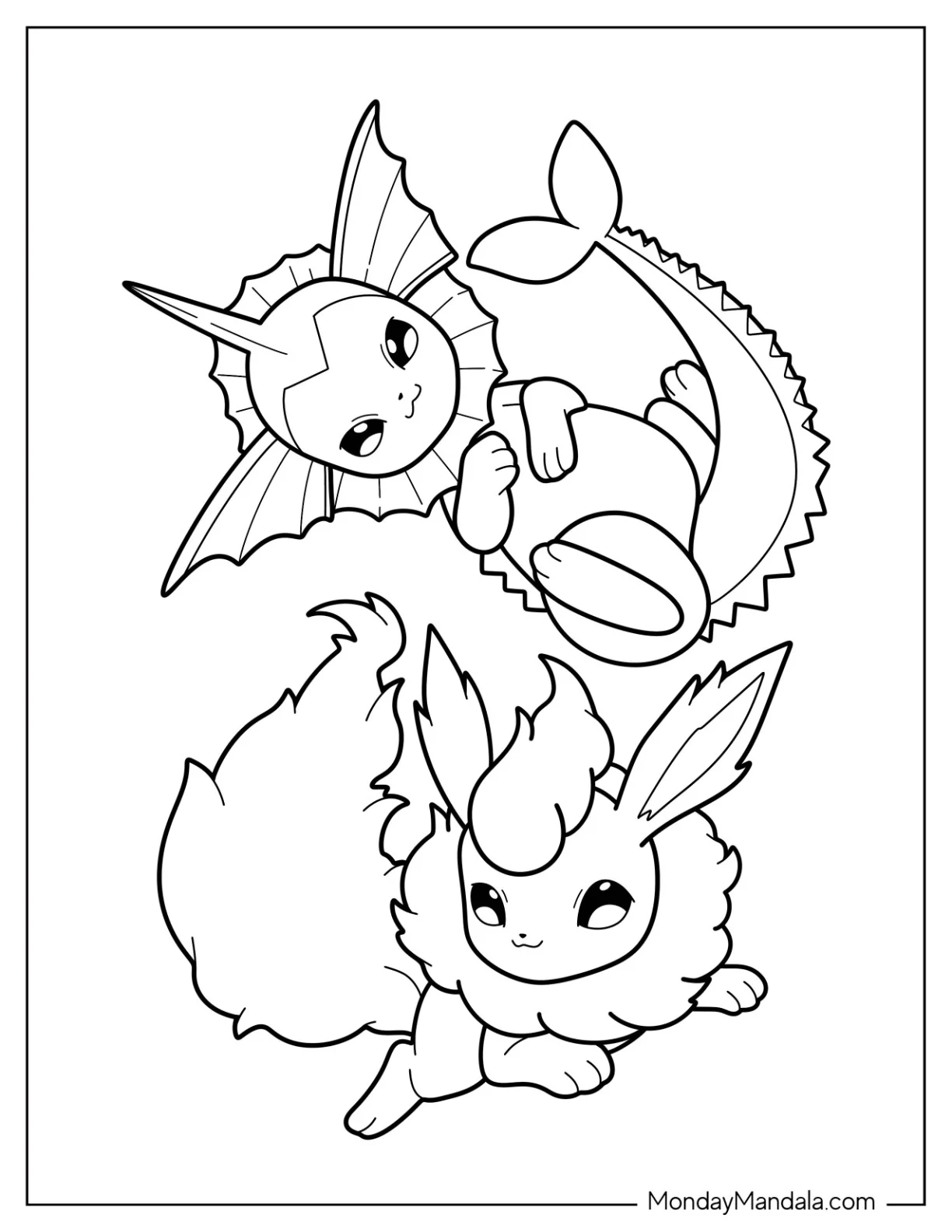 Simple Baby Vaporeon Coloring Page And Flareon For Preschoolers coloring page