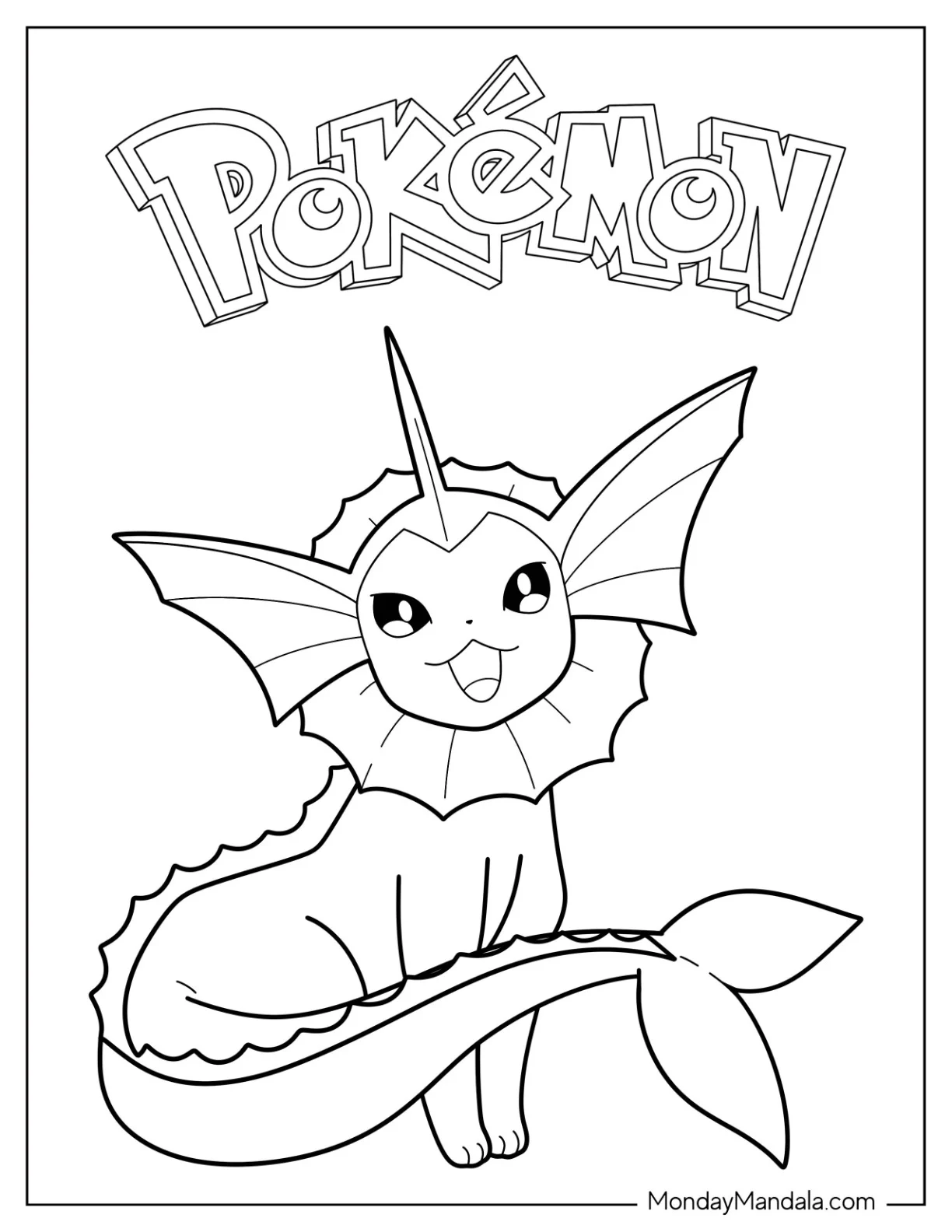 Vaporeon Coloring Page Pokemon Poster coloring page