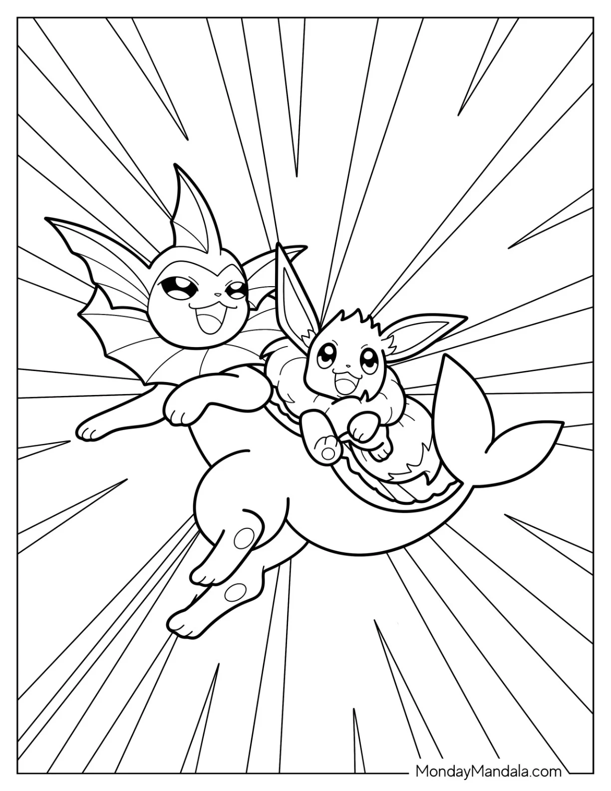 Vaporeon Coloring Page With Baby Flareon coloring page