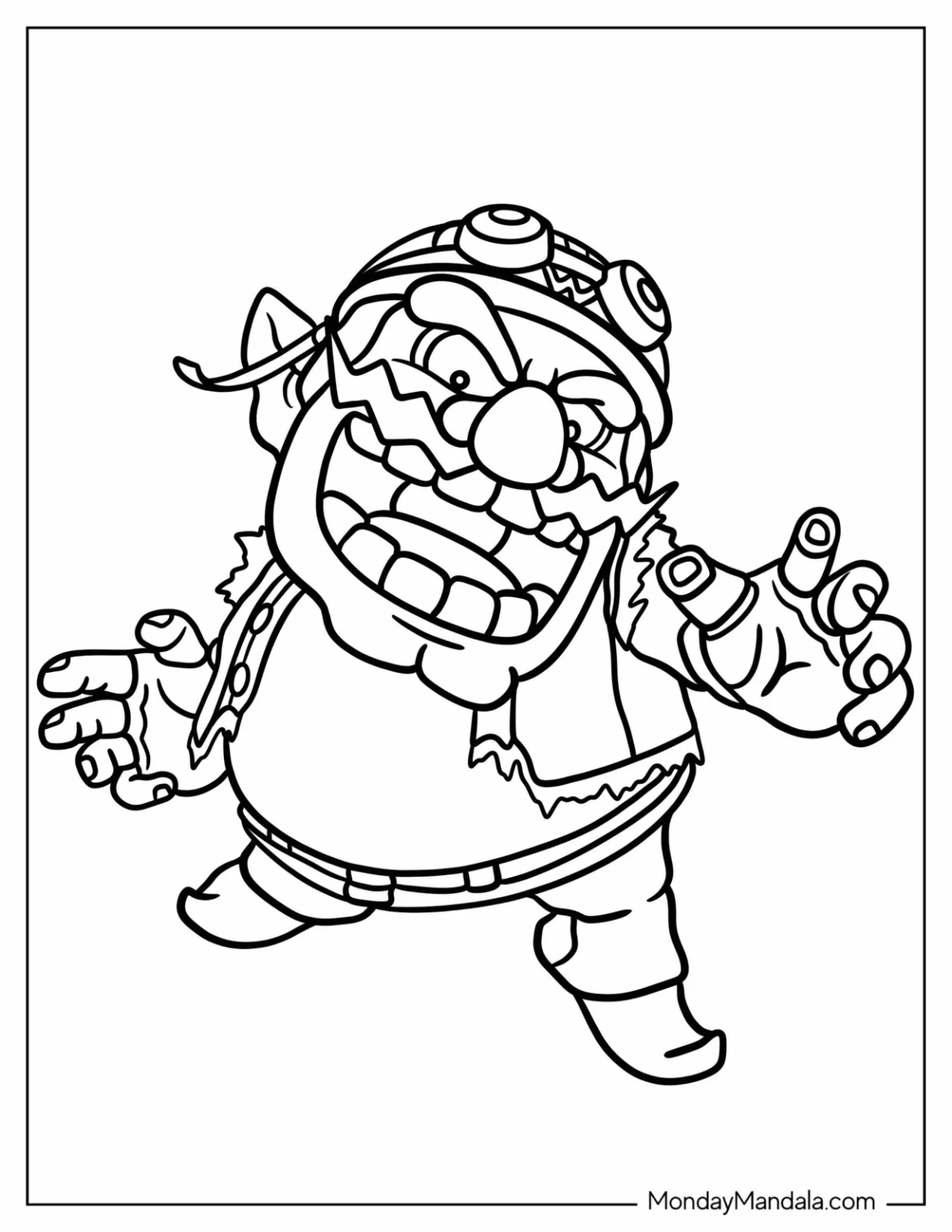 Wario From Super Smash Bros Outline Coloring Sheet For Kids coloring page