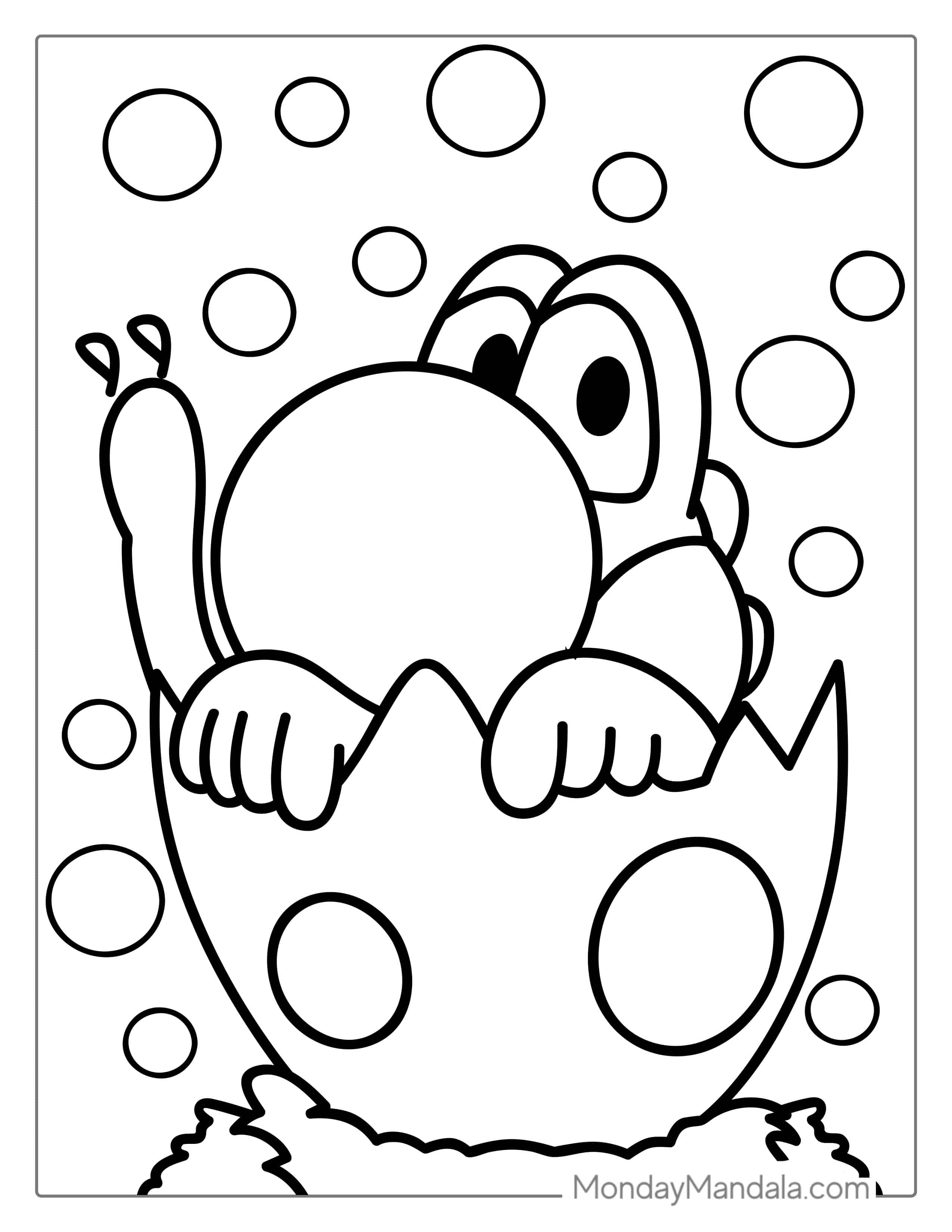 Cute Yoshi Hatching From Egg Coloring coloring page