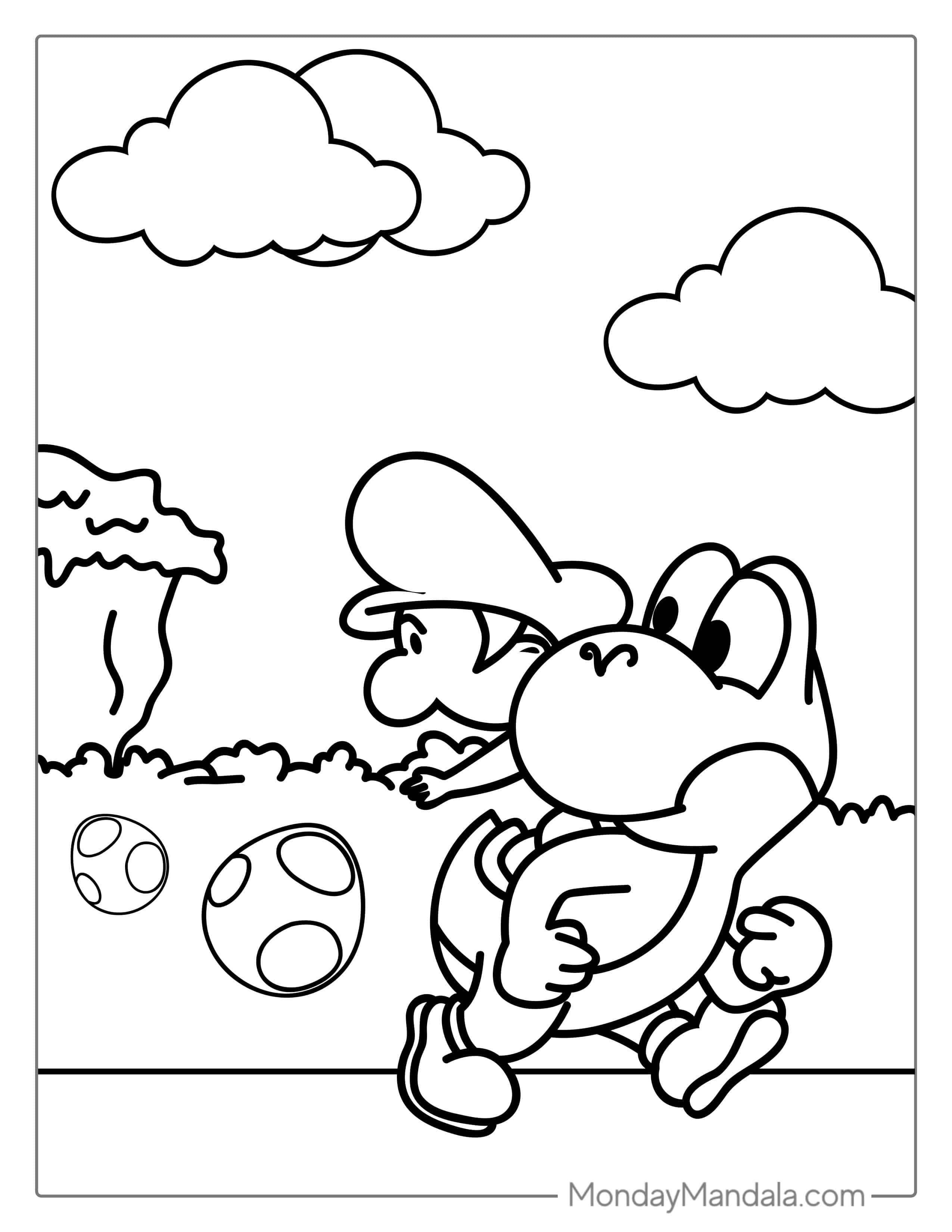 Paper Yoshi And Baby Mario Coloring Sheet coloring page