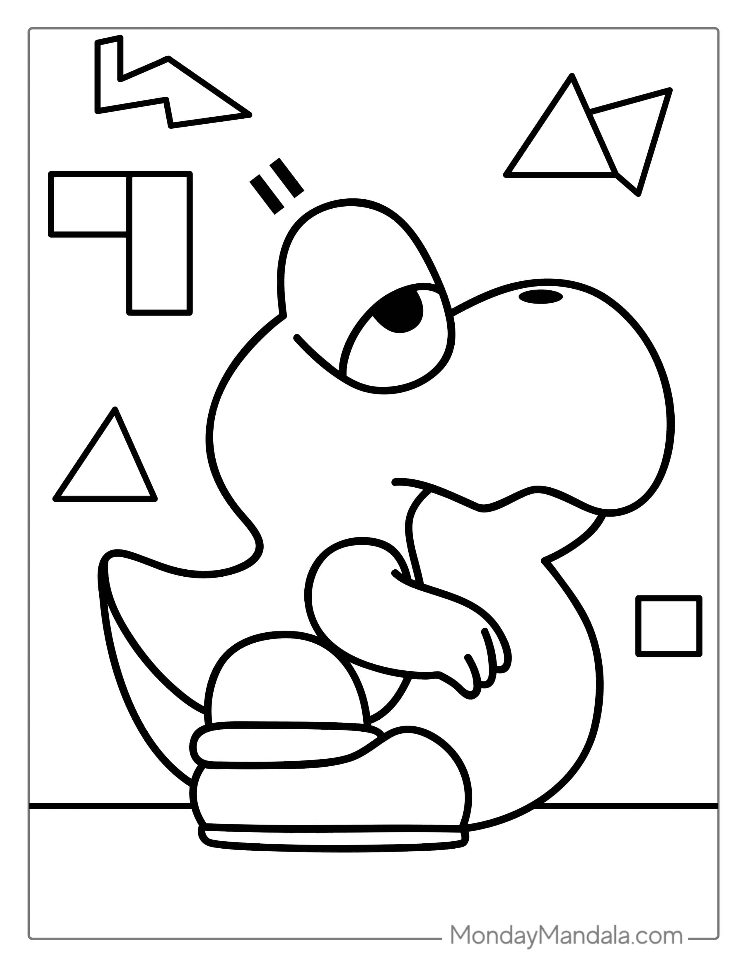 Simple Outline Of Yoshi Coloring Page coloring page — printable line art