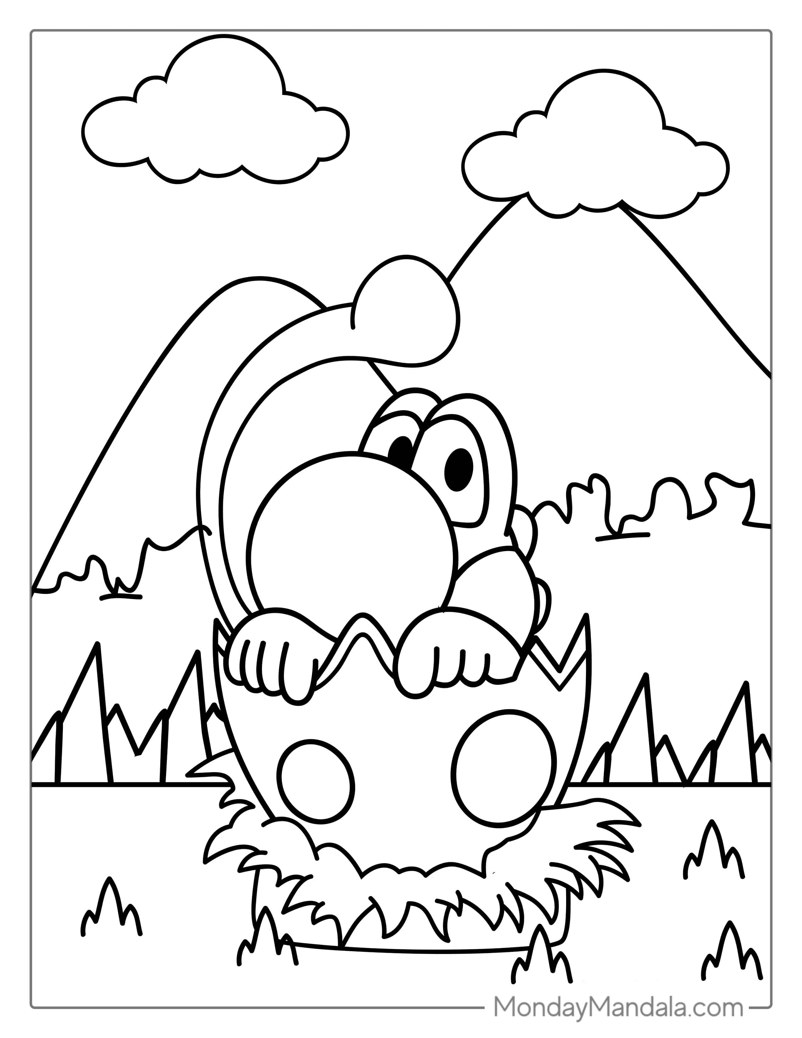 Yoshi Emerging From Egg Coloring Page coloring page