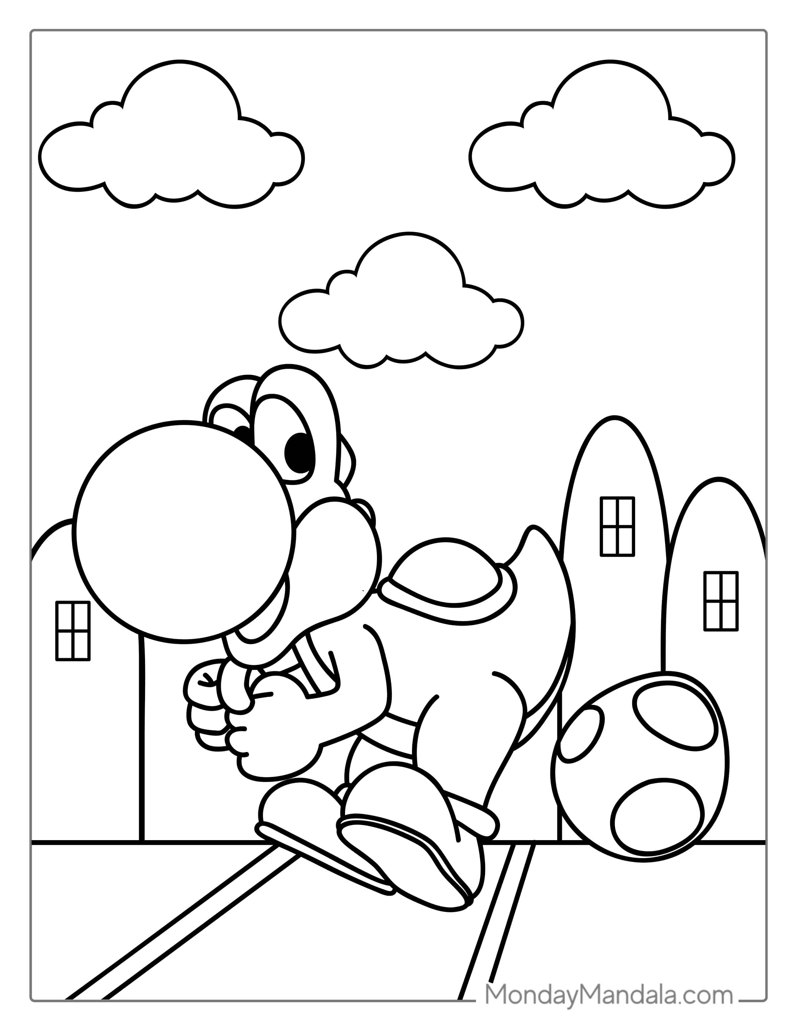 Yoshi Hatching Egg Coloring Page coloring page