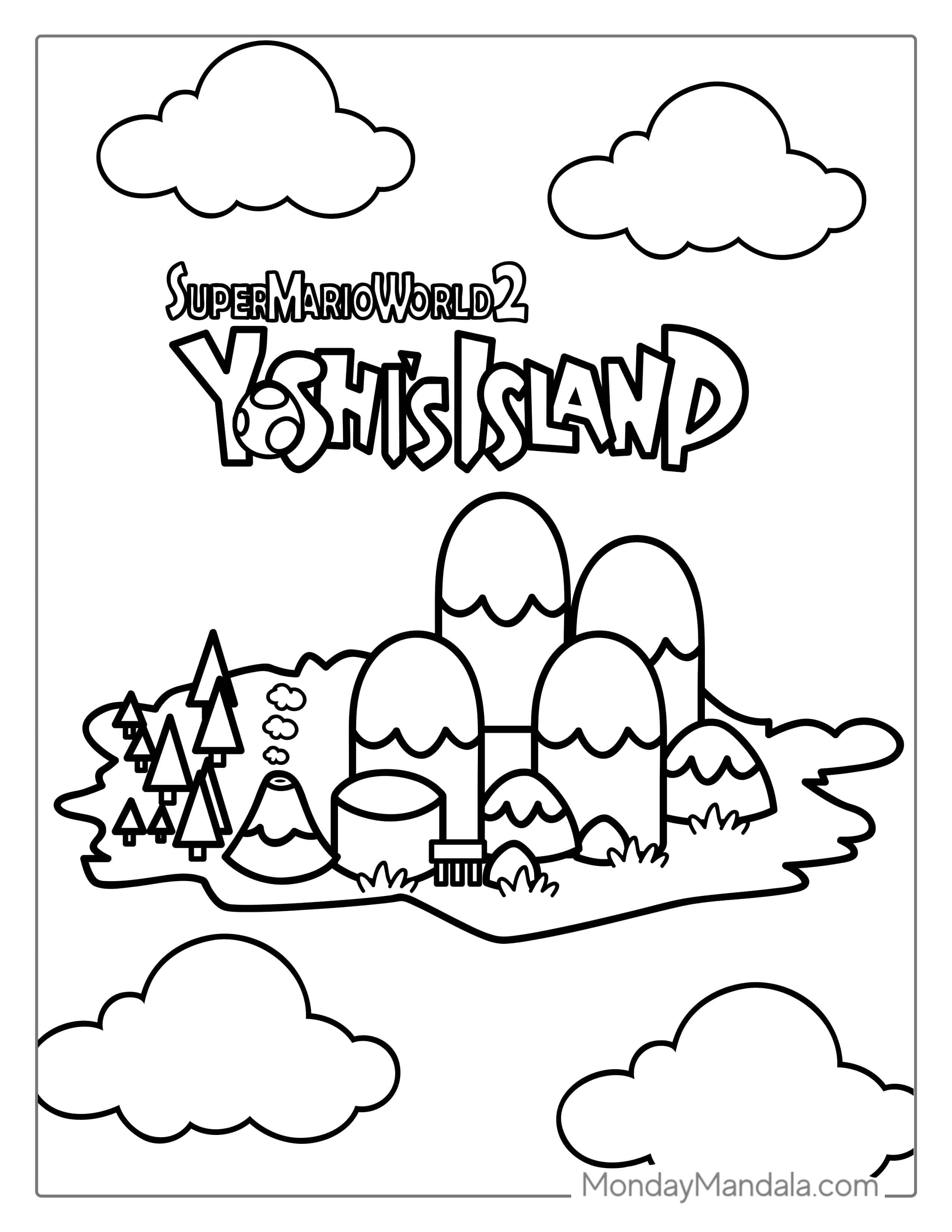 Yoshi_s Island Coloring Sheet coloring page