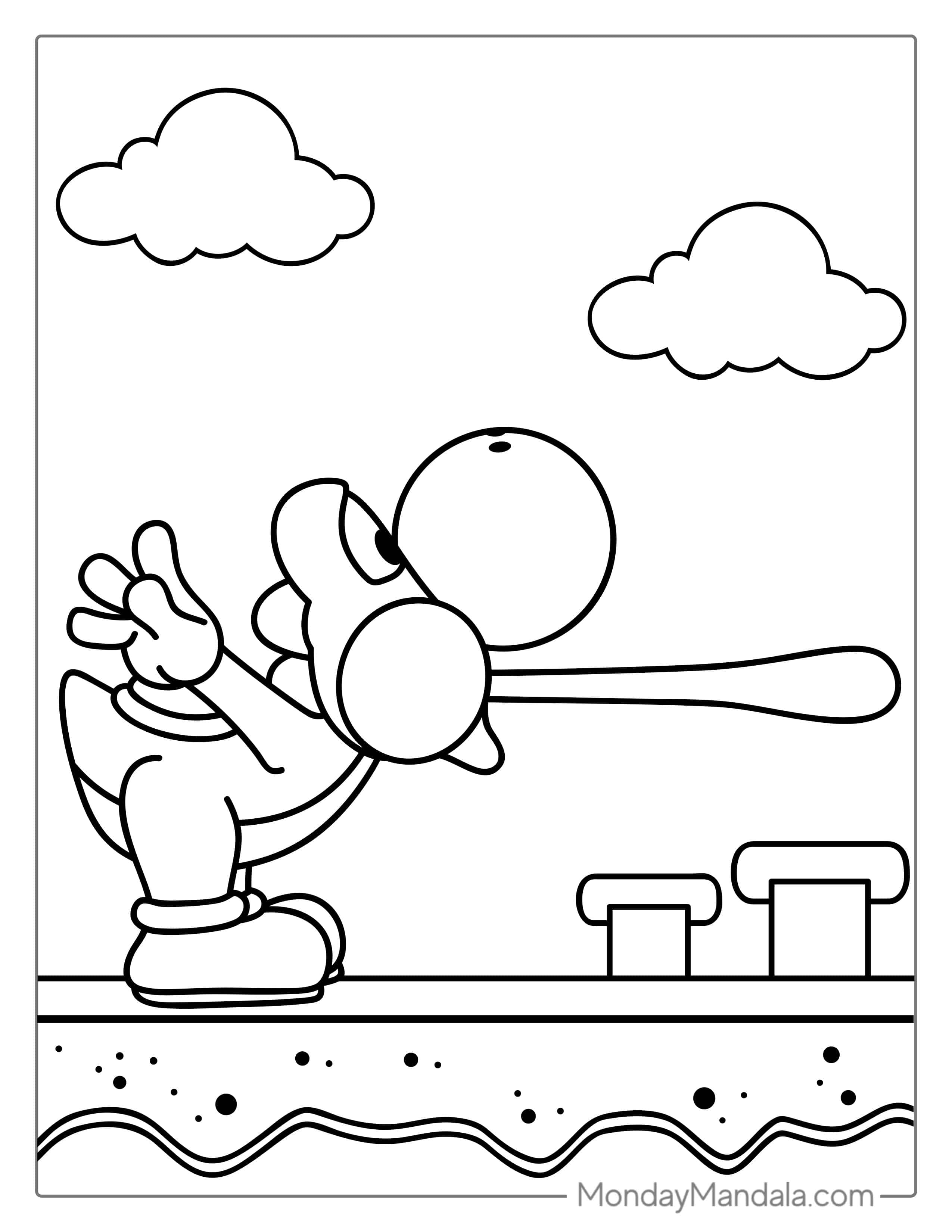 Yoshi With Tongue Out Coloring Sheet coloring page