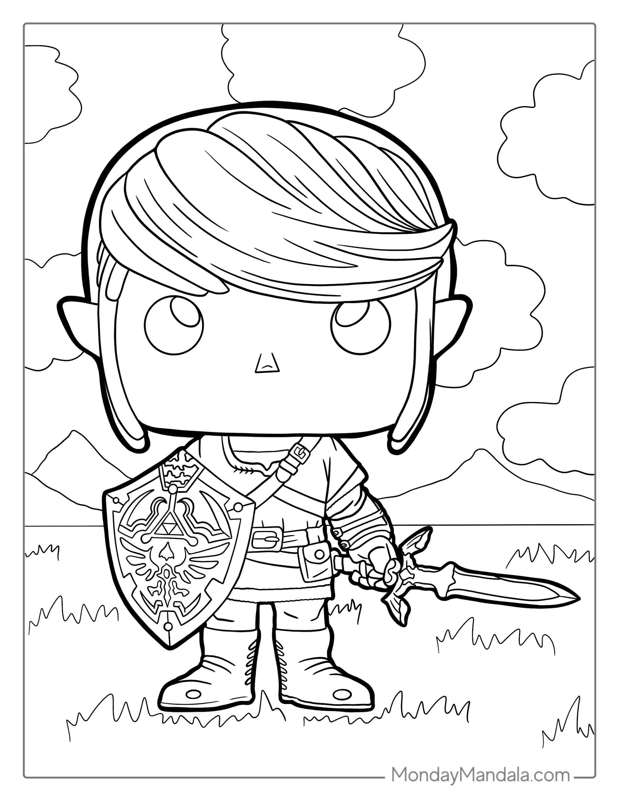 Funko Pop Link From Zelda Coloring Sheet coloring page