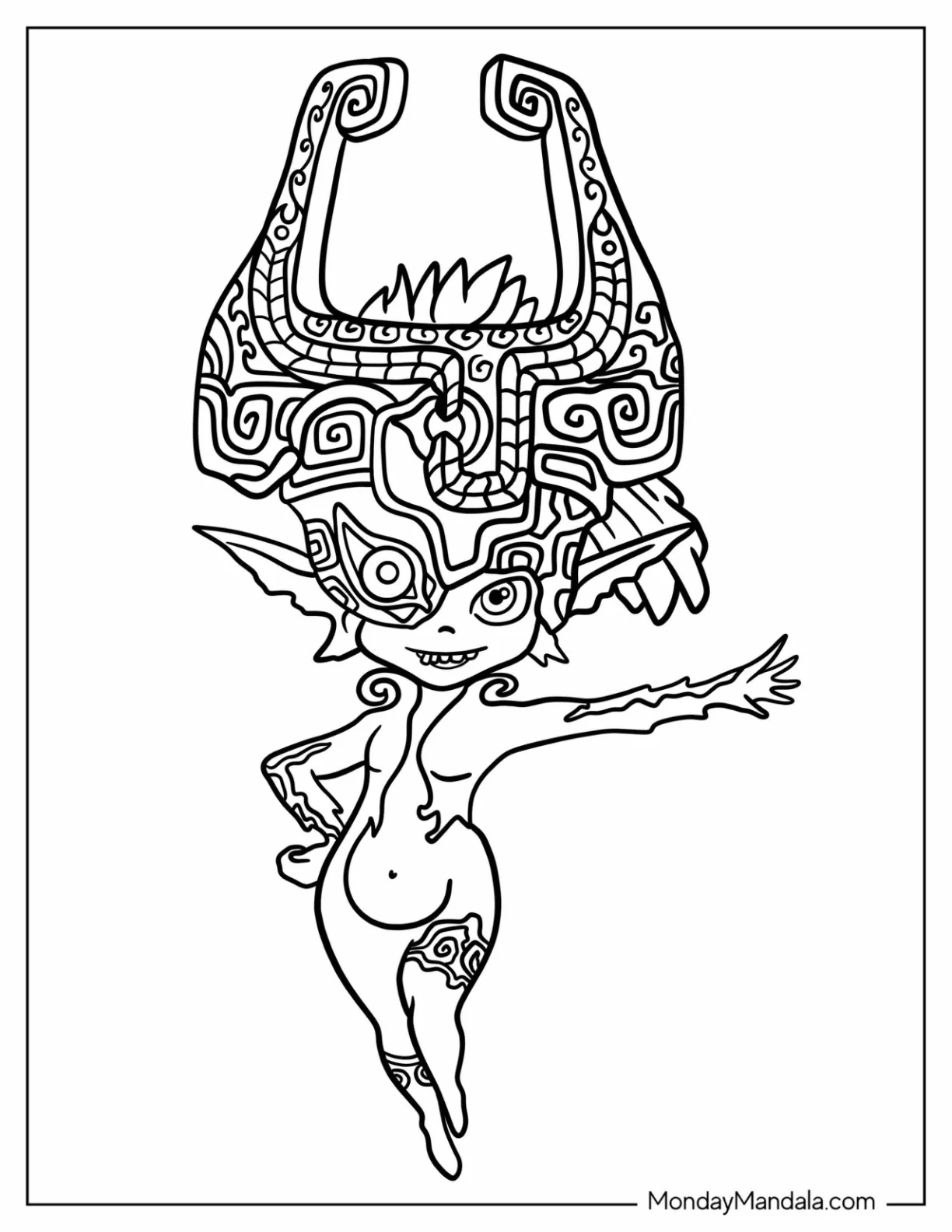 Legend Of Zelda Midna Coloring Sheet coloring page — printable line art