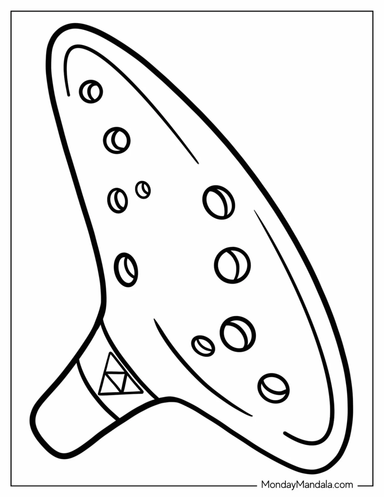 Legend Of Zelda Ocarina Flute Coloring Sheet coloring page — printable line art