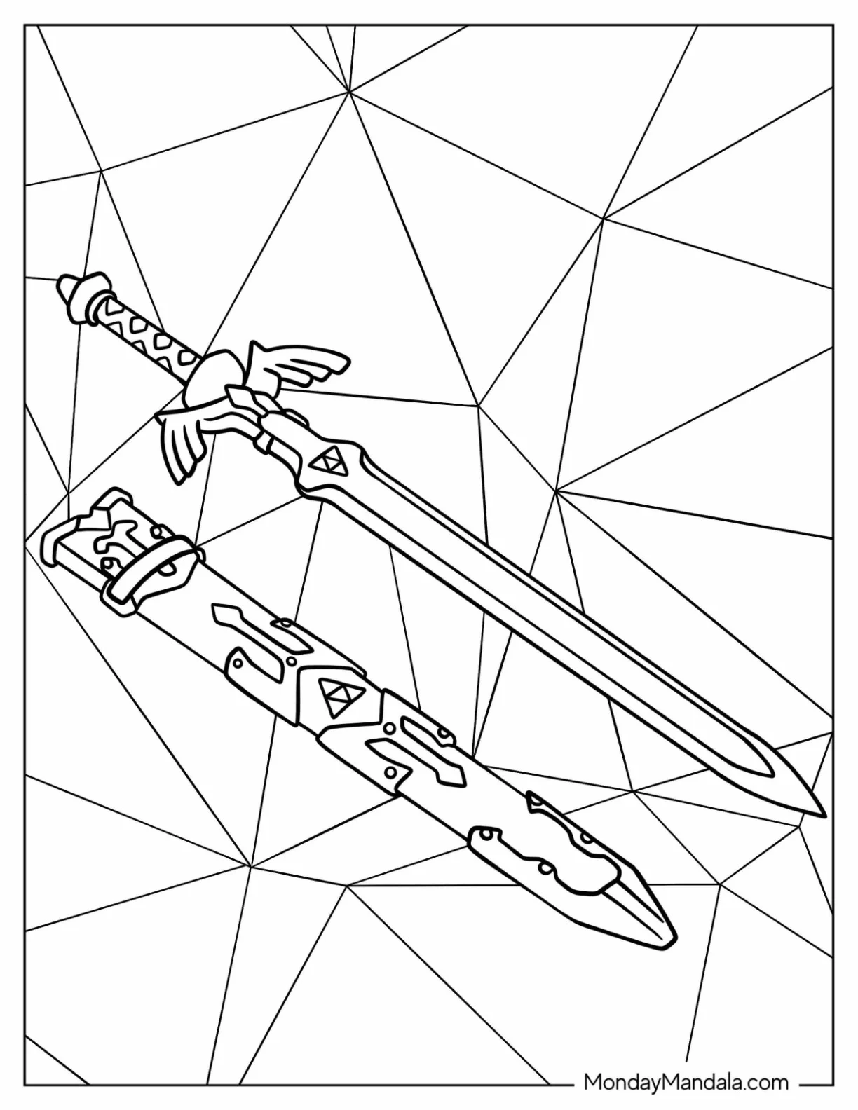 Link s Master Sword Coloring Sheet coloring page — printable line art