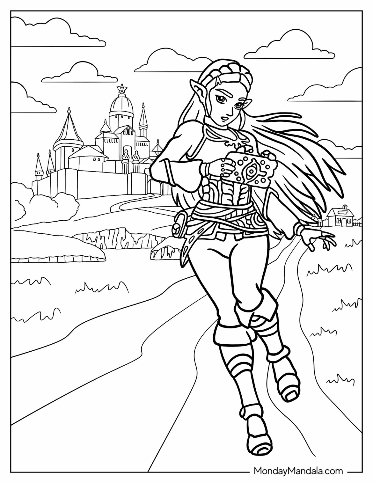 Princess Zelda Traveler Coloring Page For Kids coloring page