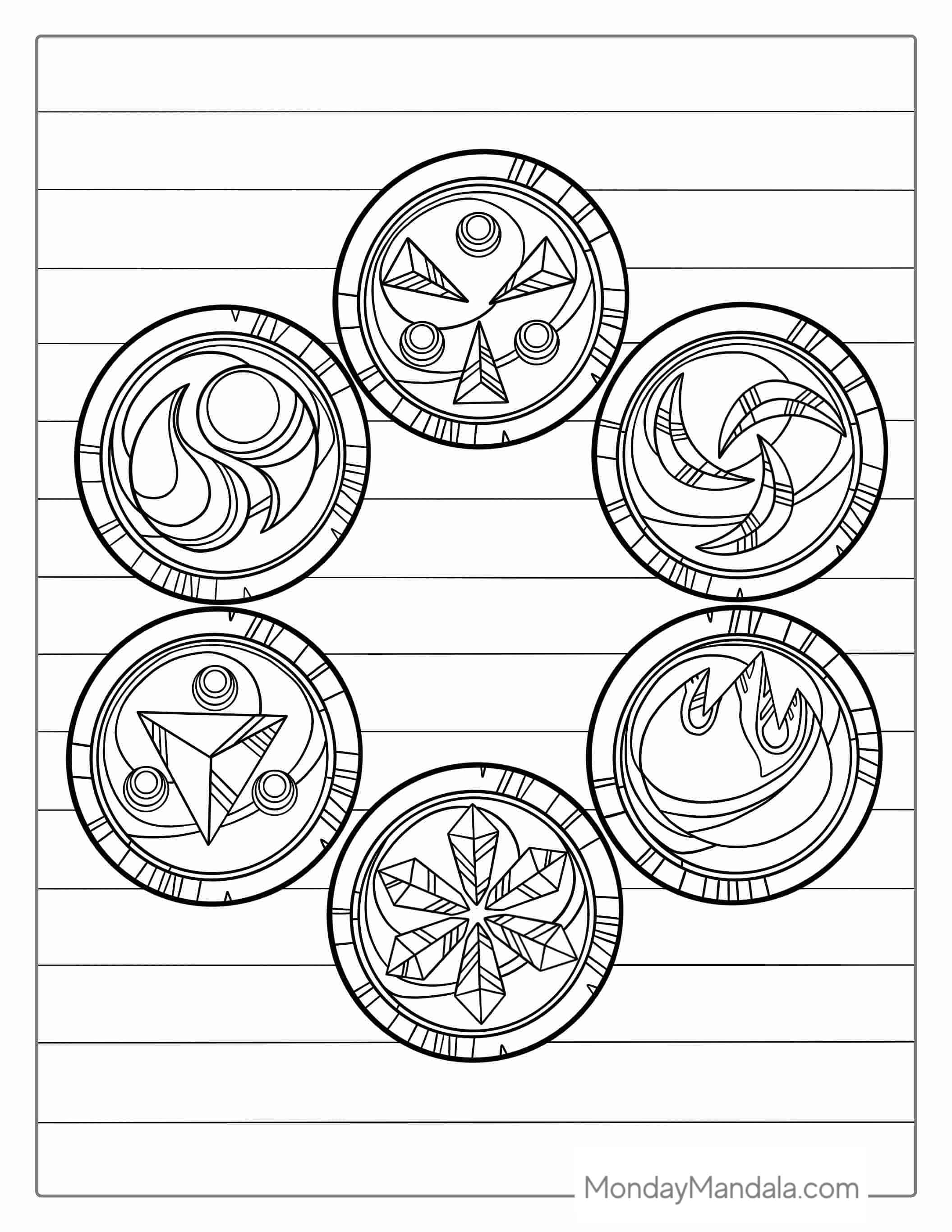 Zelda Medallions Coloring Page coloring page — printable line art