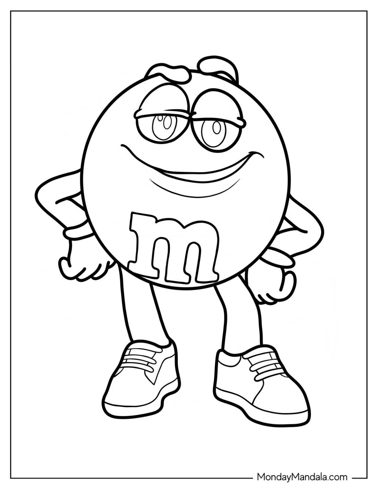 Easy Red M&M's Coloring Page For Kids coloring page — printable line art