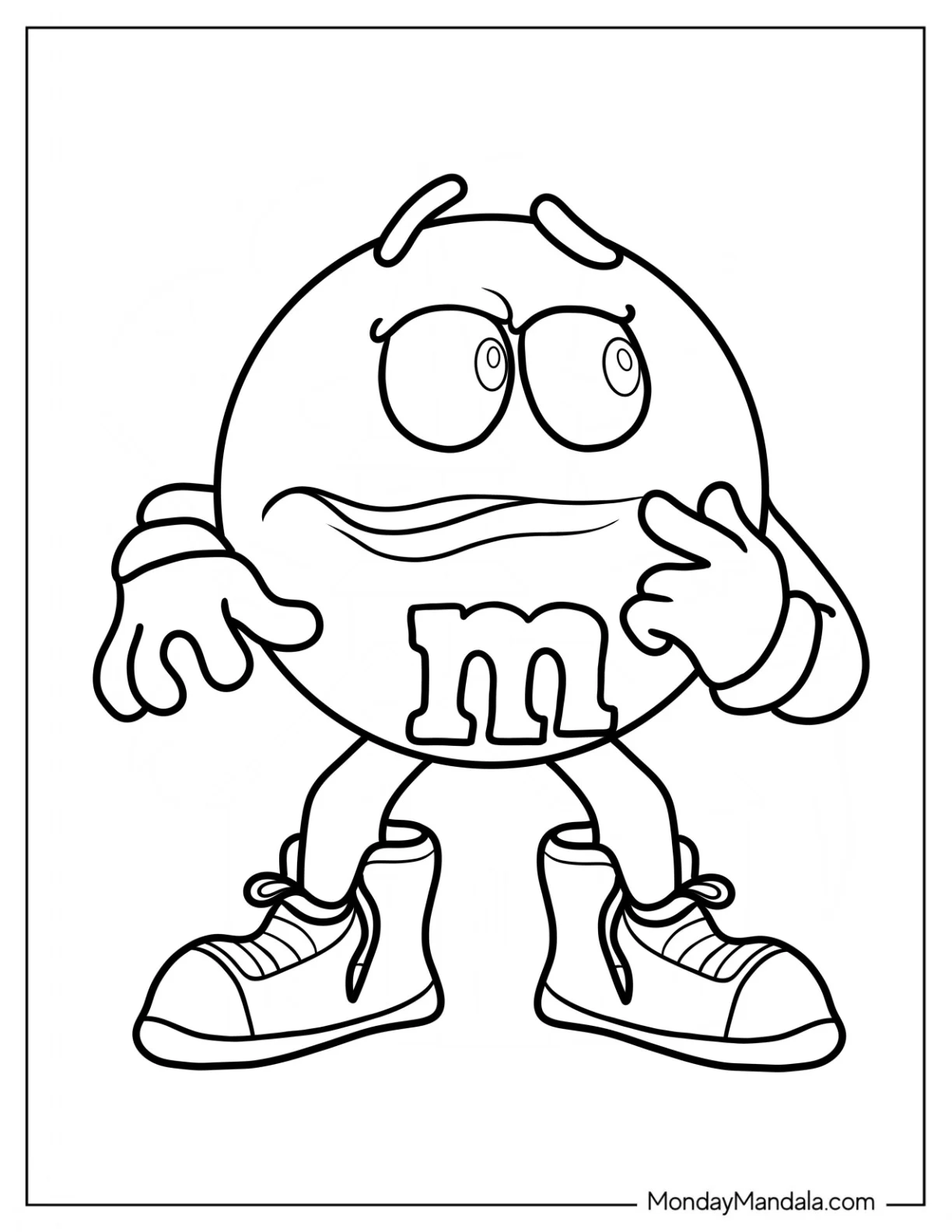 Orange M&M's Coloring Page For Preschoolers coloring page
