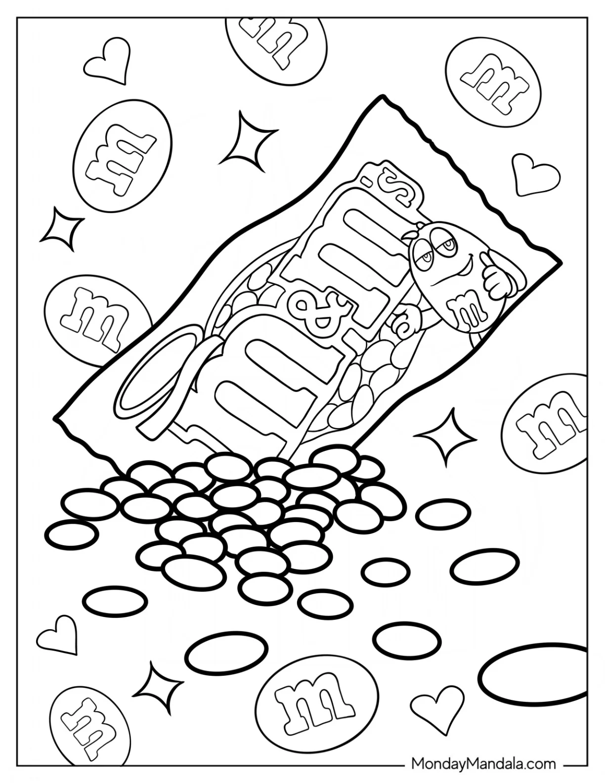 Realistic M&M's Coloring Page Bag coloring page