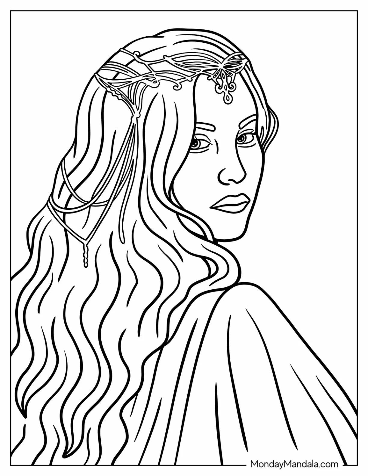 Lord Of The Rings Coloring Page Of Anwen coloring page — printable line art