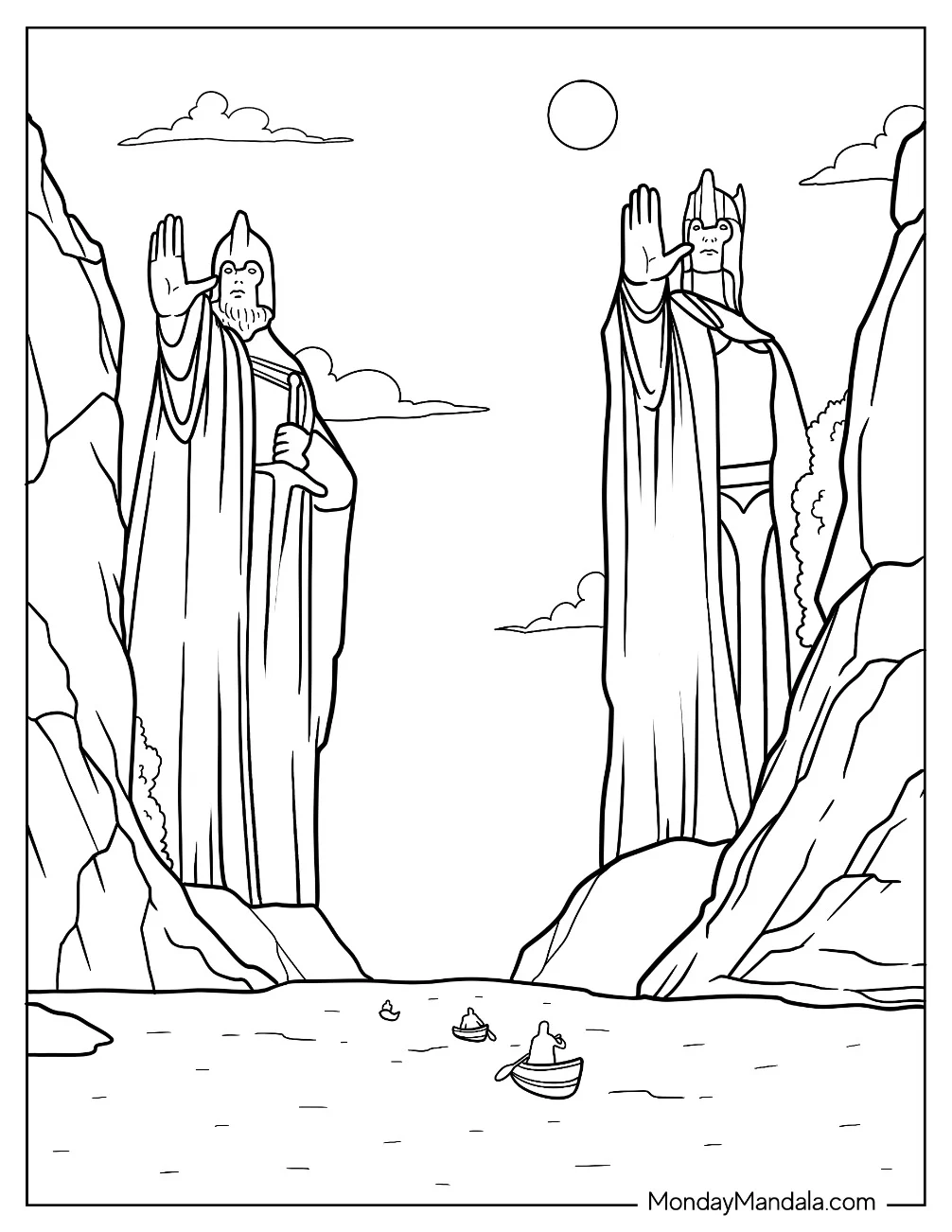 Lord Of The Rings Coloring Page Of Argonath coloring page — printable line art