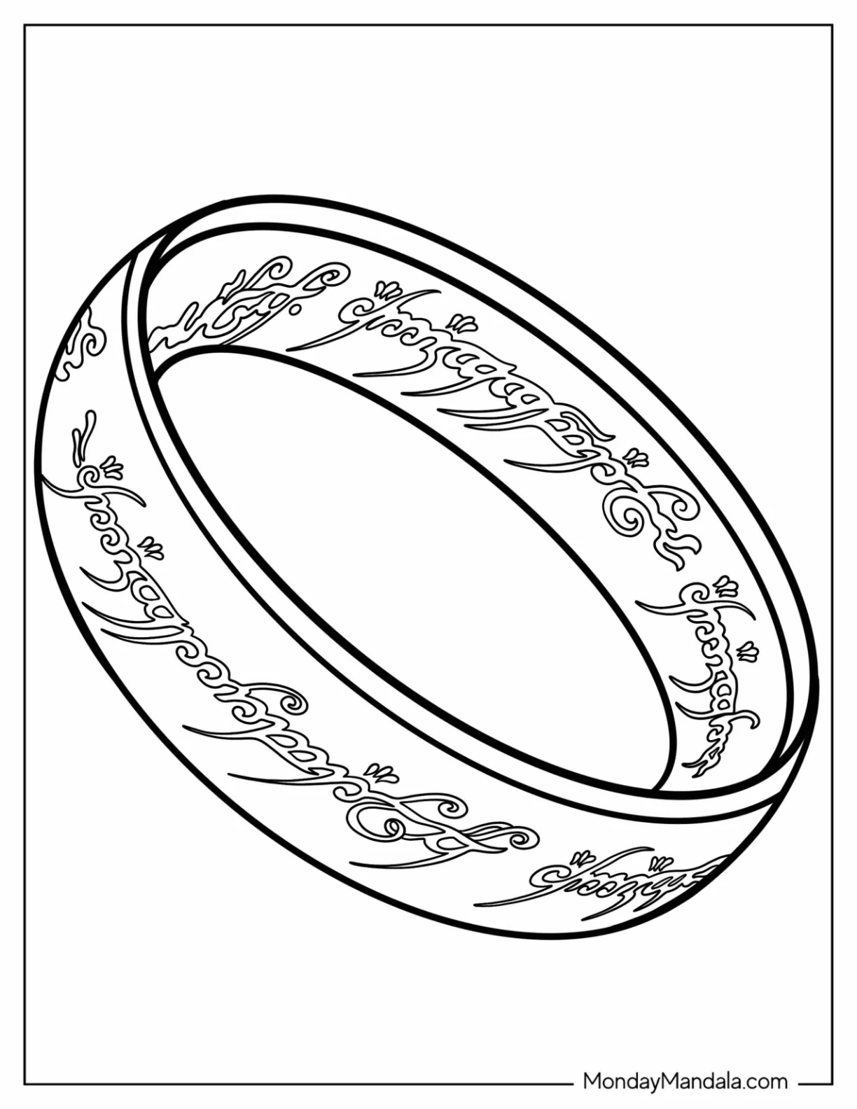 Lord Of The Rings Coloring Page Of Easy Ruling Ring Outline coloring page
