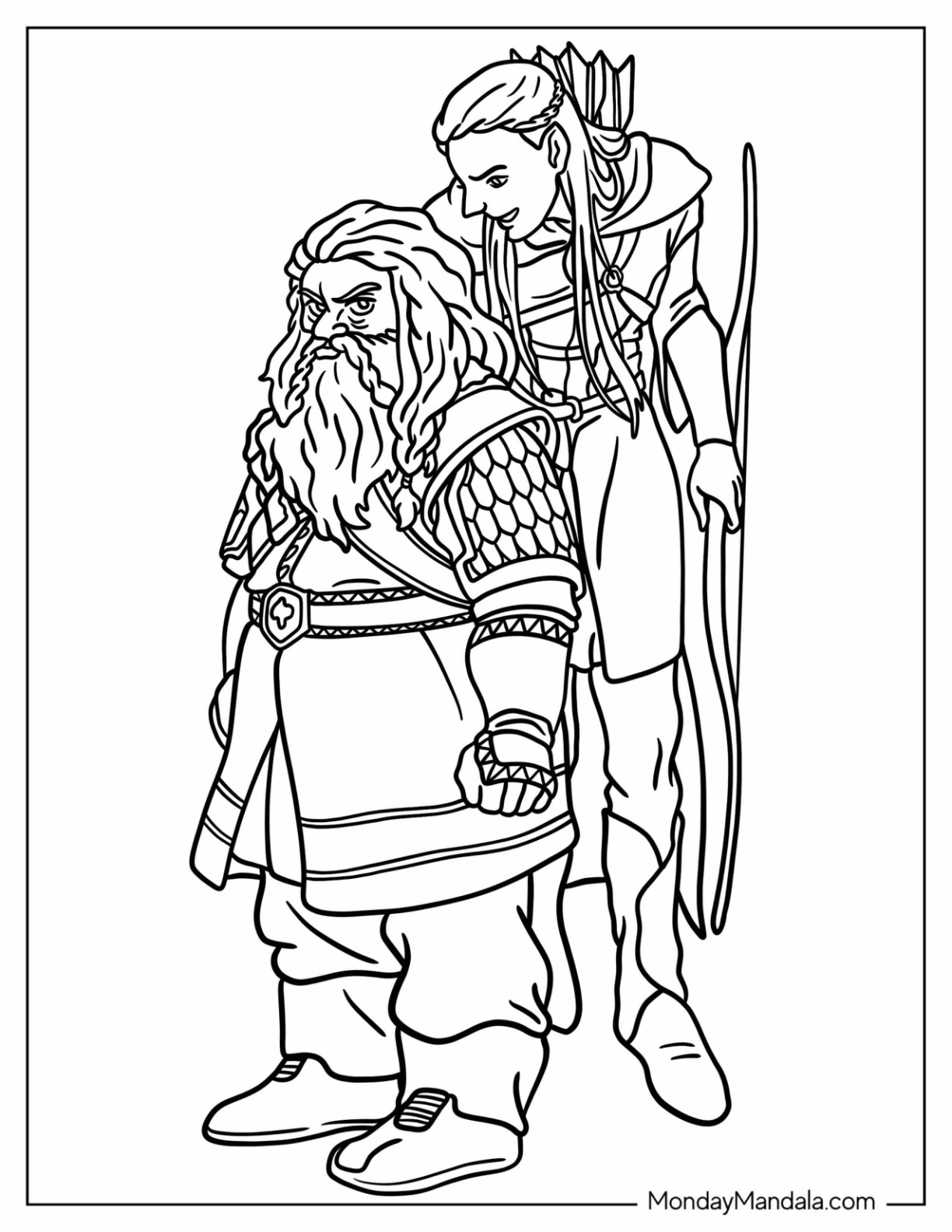 Lord Of The Rings Coloring Page Of Legolas Teasing Gimli coloring page