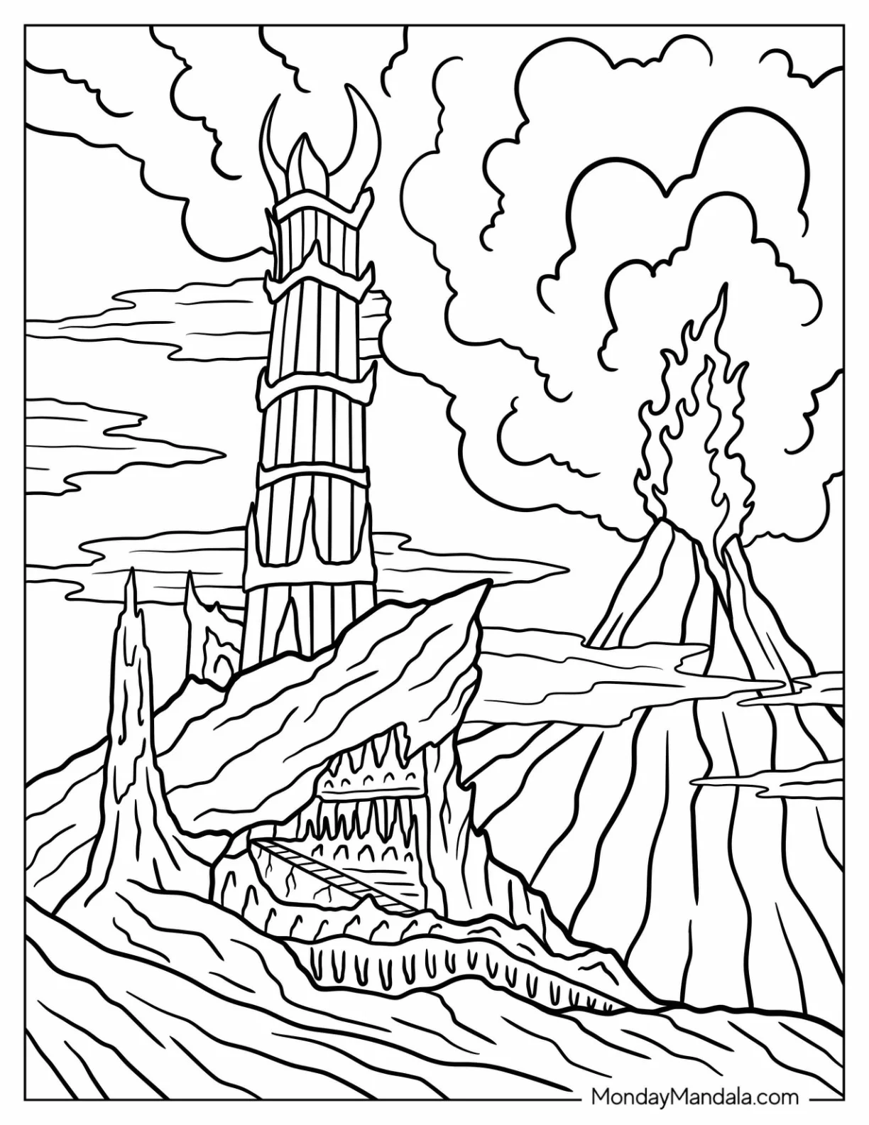 Mount Doom Of Lord Of The Rings Coloring Page coloring page