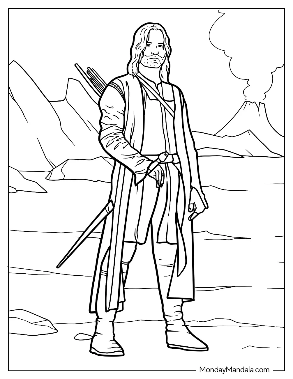 Realistic Lord Of The Rings Coloring Page Of Aragorn coloring page