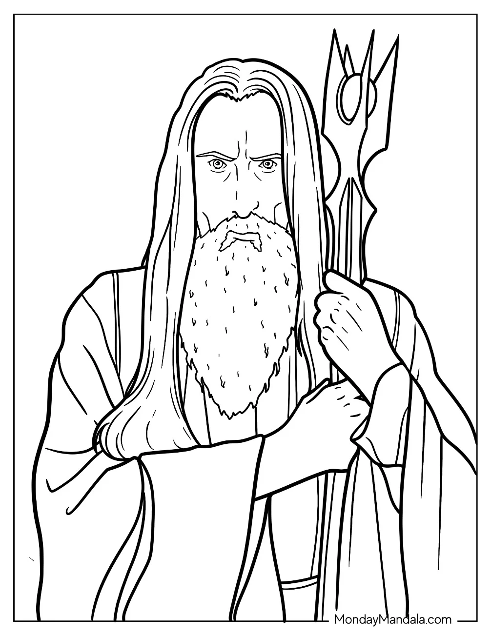 Simple Lord Of The Rings Coloring Page Of Saruman coloring page — printable line art
